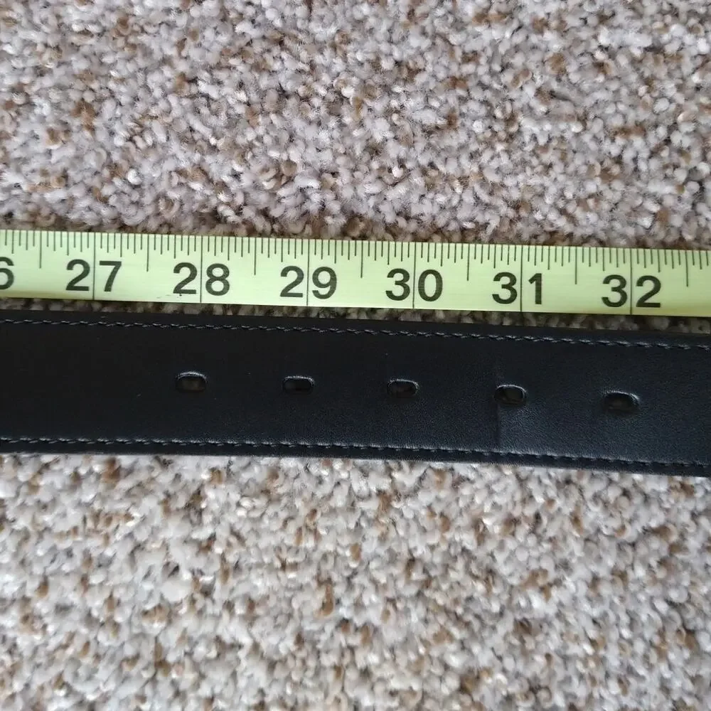 Oobe Mens Black Leather Belt Size S Small 29 30 Dress Casual Silver Buckle